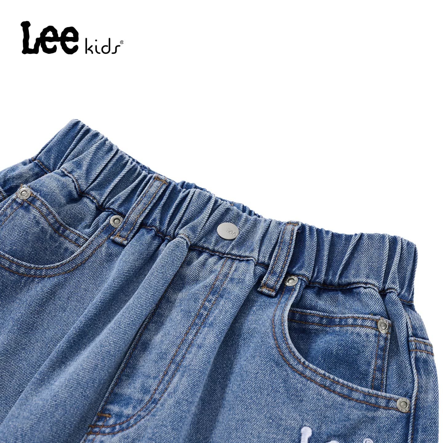 Lee kids儿童牛仔裤春季新款男女童阔腿直筒水洗休闲时尚百搭长裤 - 缩略图2
