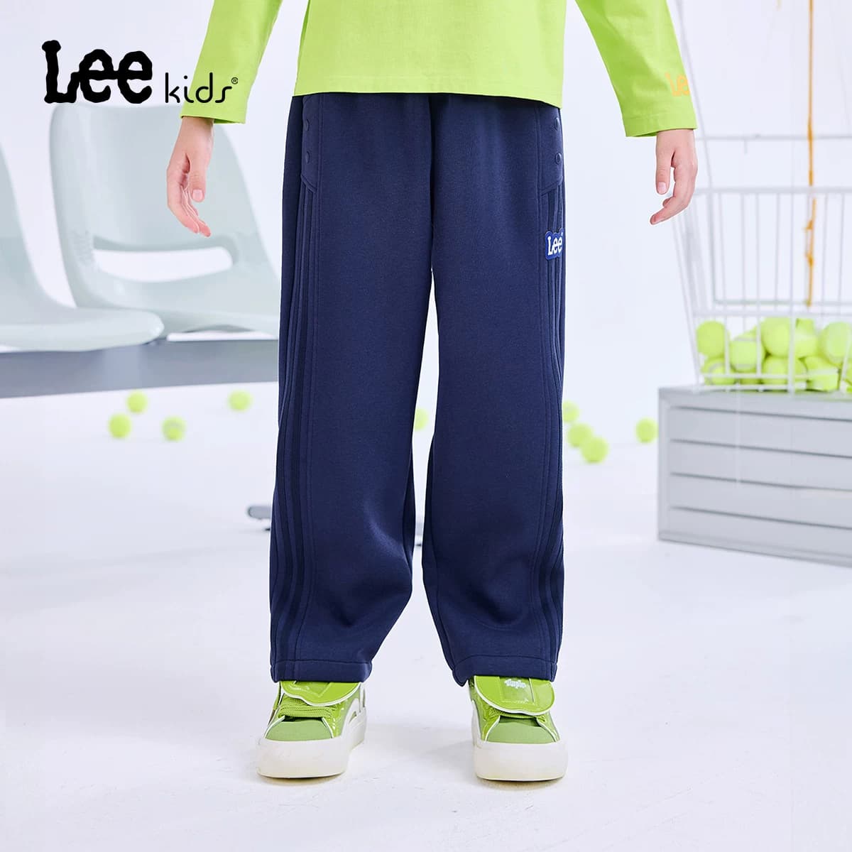 Lee kids儿童加厚针织阔腿裤秋冬新款男童女童学院风宽松百搭裤子 - 缩略图5