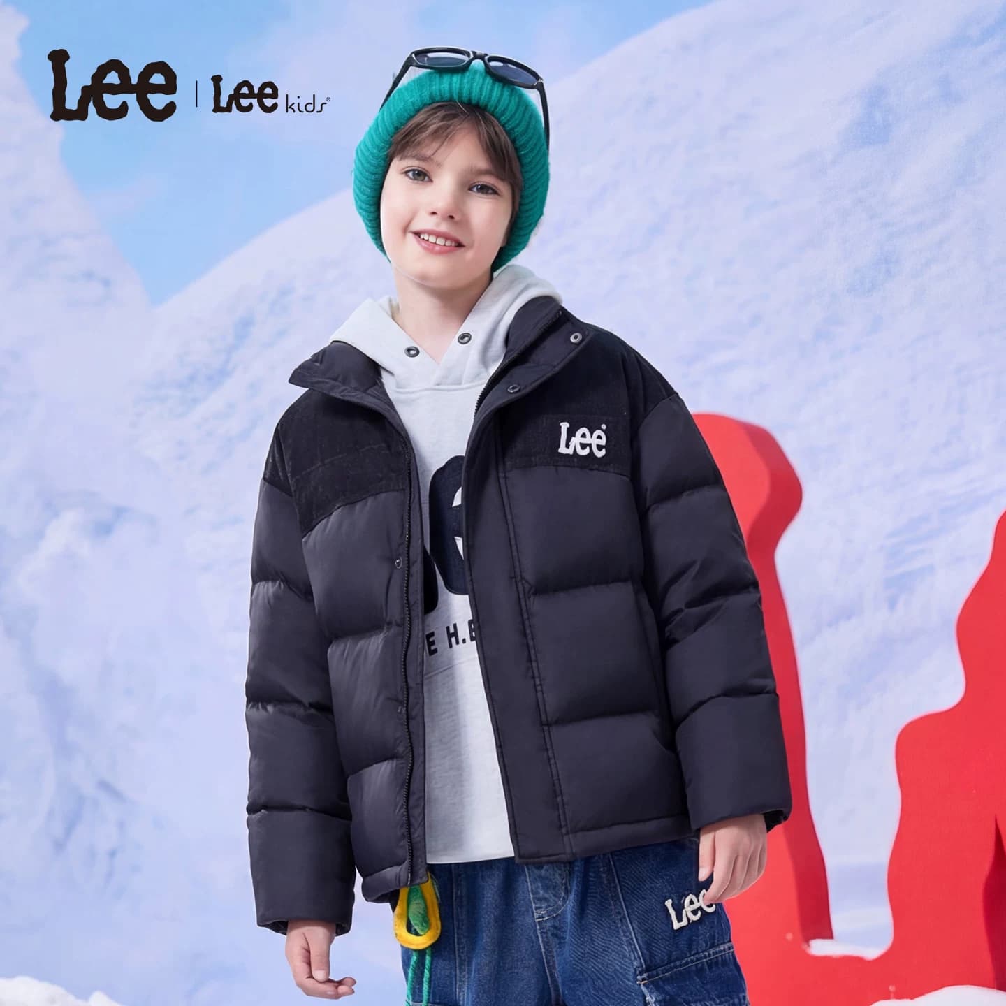 Lee kids儿童短款羽绒服中厚鸭绒秋冬新款舒适保暖男童女童装外套 - 缩略图2