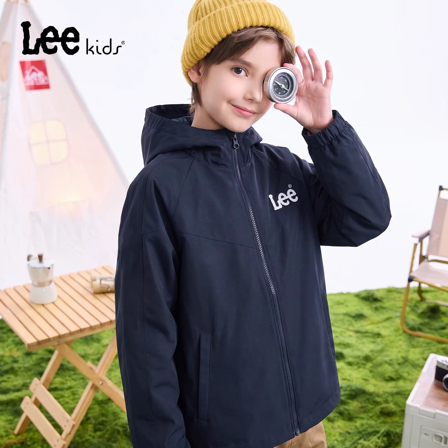 Lee kids儿童春秋梭织连帽外套男童女童防风防水户外运动耐磨上衣 - 缩略图4