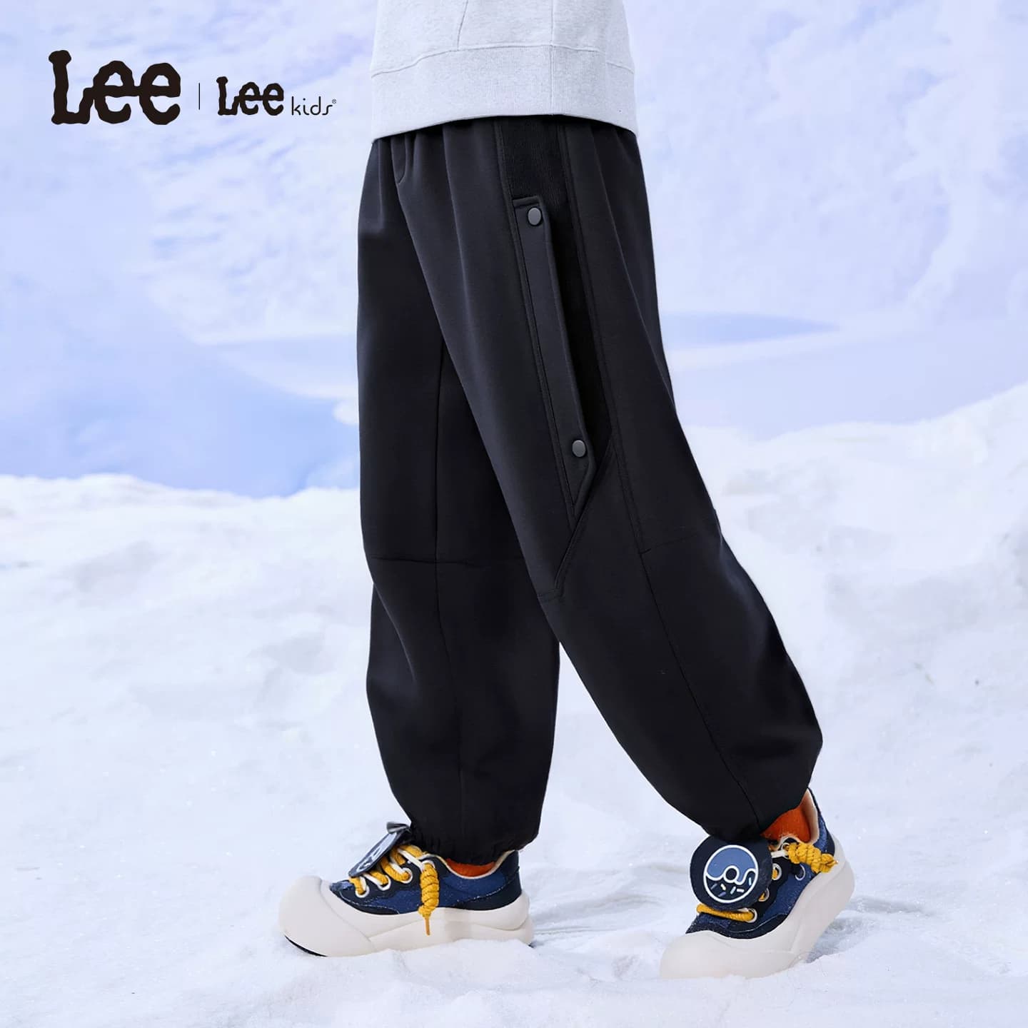 Lee kids童装户外加绒加厚运动裤新款学院风休闲百搭软壳束脚长裤 - 缩略图5