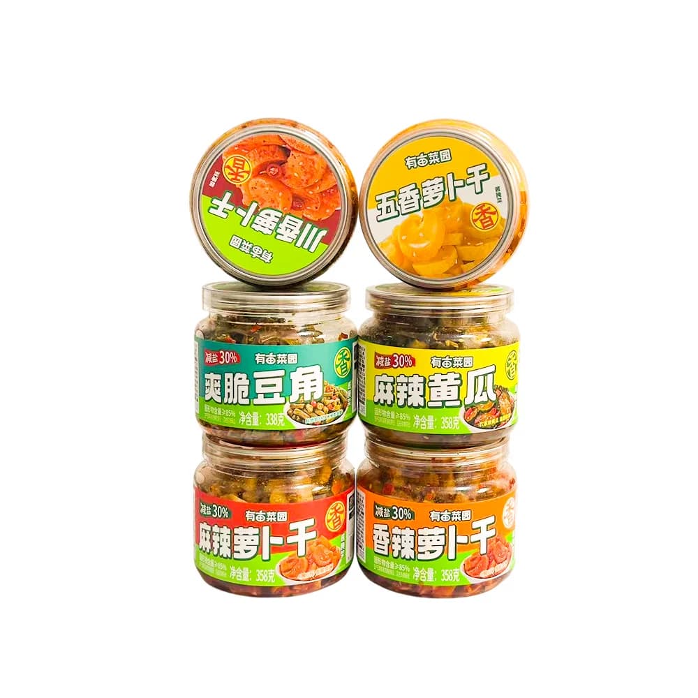 有亩菜园酸豆角罐装酱菜麻辣黄瓜大罐装榨菜香辣麻辣萝卜干下饭菜 - 缩略图5