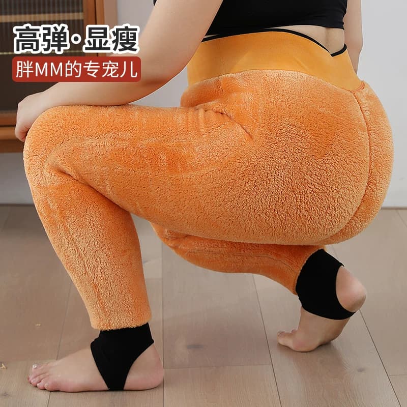 唐苗特厚羊羔绒保暖棉裤女加肥大码300斤胖mm外穿超厚打底绒裤子 - 缩略图5