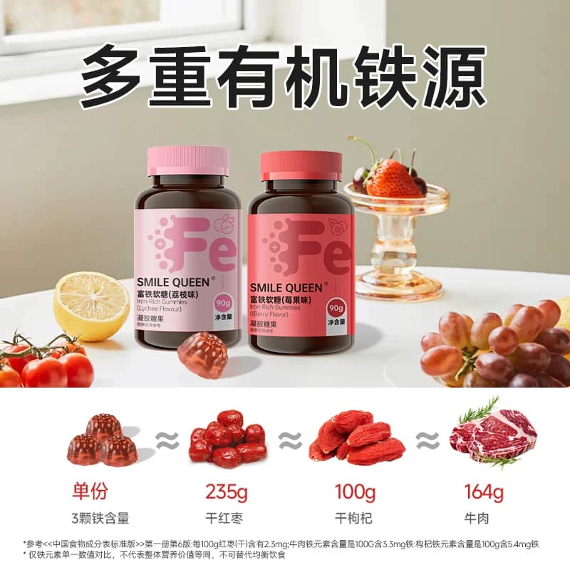 Smilequeen富铁软糖铁元素元气铁青少年女性孕妇孕期气血含铁软糖 - 缩略图2