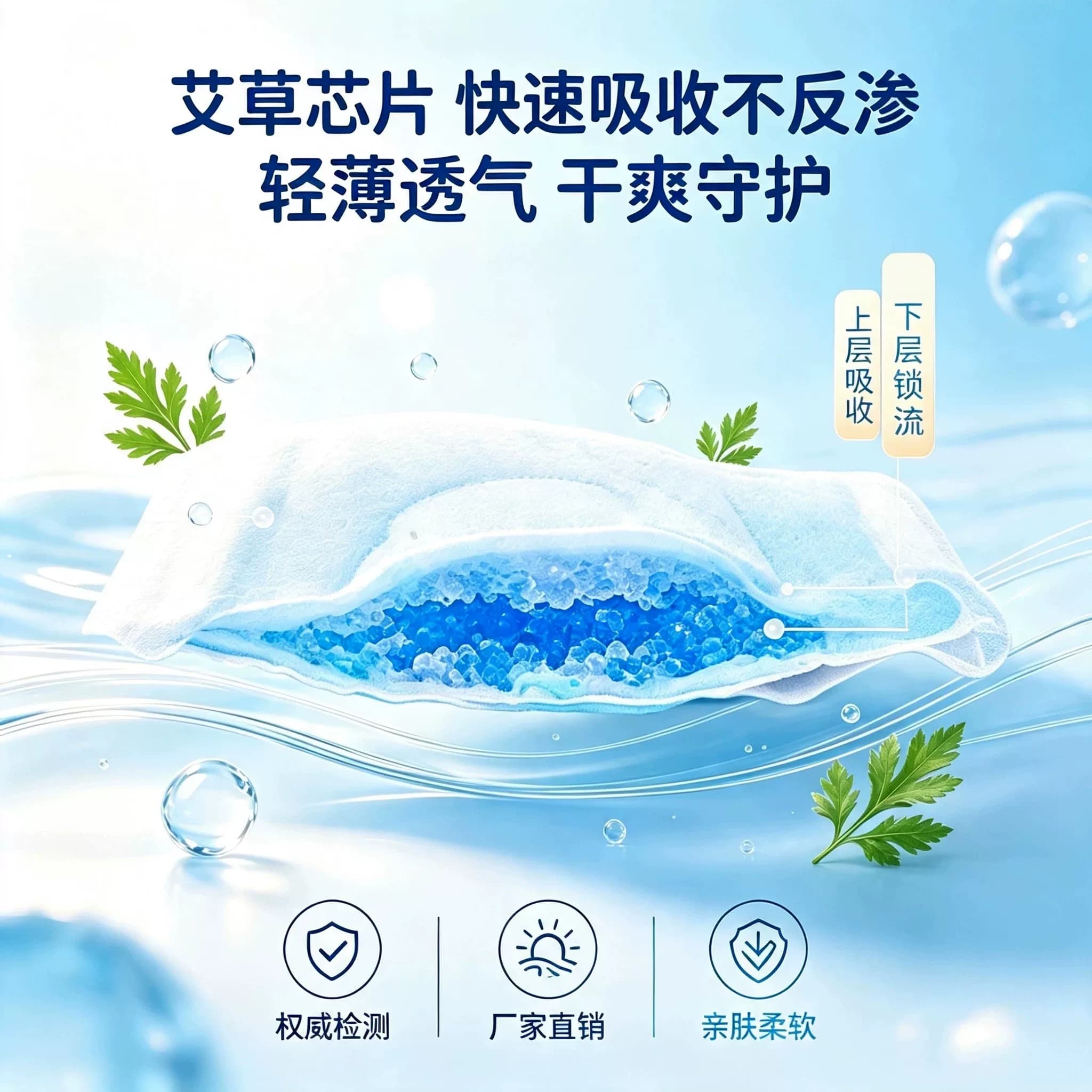 蕉伴日用艾草卫生巾加长超薄透气防漏绵柔姨妈巾产妇专用女组合装 - 缩略图2