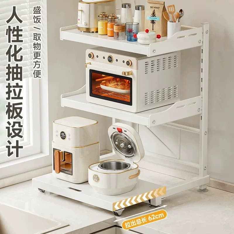 厨房台面多层碳钢置物架 微波炉电饭煲多功能锅盖收纳架 - 缩略图2