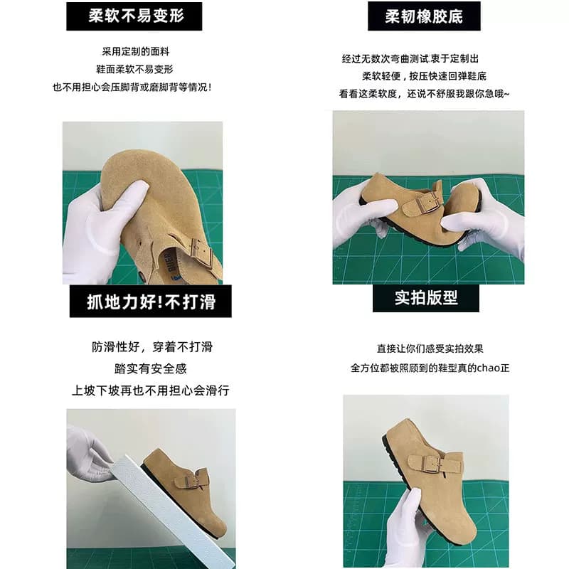 牛皮版~黄色内增高厚底拖鞋女夏超火一脚蹬懒人鞋包头半拖勃肯鞋 - 缩略图3