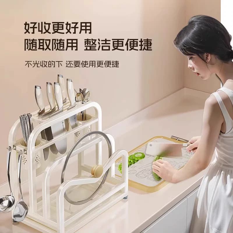 日式精工厨房家用刀架置物架新款不锈钢菜板多功能刀具筷笼一体 - 缩略图4