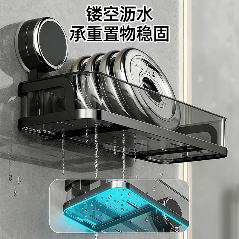 日式精工吸盘置物架卫生间浴室洗脸洗漱台免打孔厕所壁挂墙上收纳 - 缩略图3