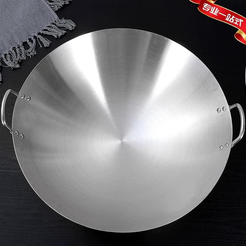 特厚不锈钢炒锅双耳厨师锅26-120cm饭店爆炒鼎食堂农村商用特大锅 - 缩略图4