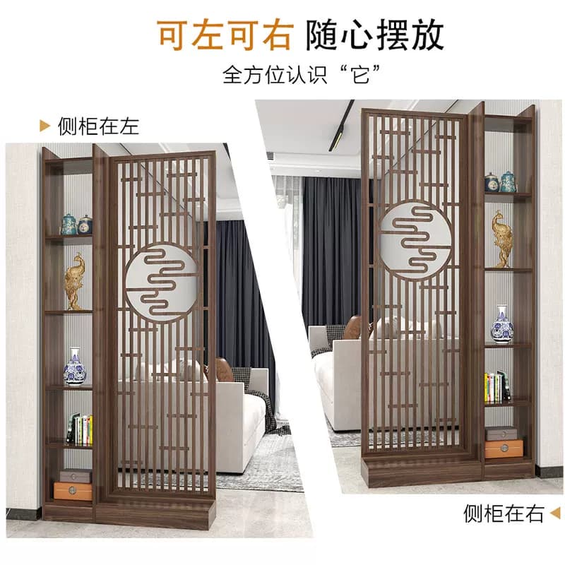 进门入户屏风隔断柜装饰客厅遮挡置物架实木新中式玄关中国风平风 - 缩略图2