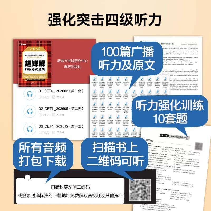 备考2026年12月 新东方四级英语考试真题 大学四六级历年真题超详解模拟试卷词汇书单词阅读理解听力翻译作文专项预测训练资料cet4 - 缩略图4