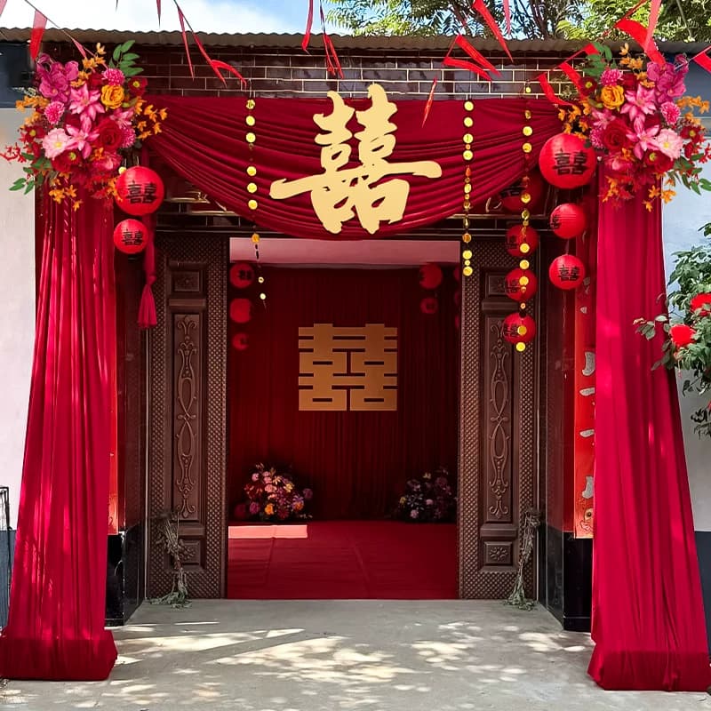 2026农村结婚庭院子装饰婚礼自建房大门口婚房布幔场景布置套装 - 缩略图2