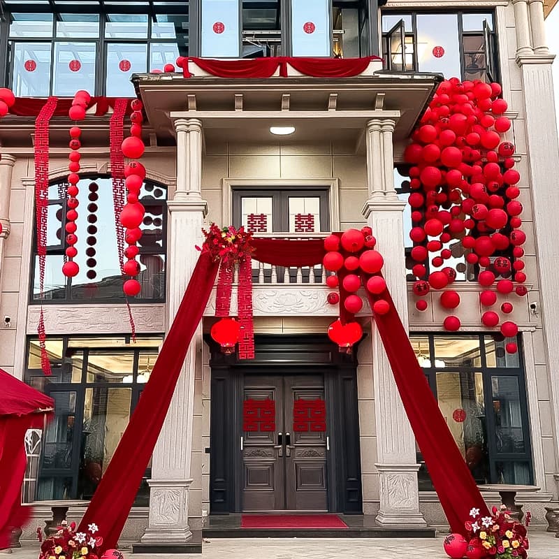2026农村结婚庭院子装饰婚礼自建房大门口婚房布幔场景布置套装 - 缩略图4