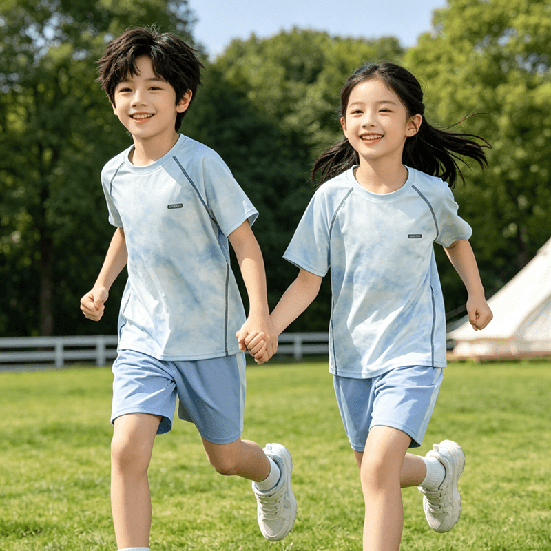 儿童夏季短袖速干运动套装男女童中大童青少年透气短裤两件套亲子 - 缩略图4