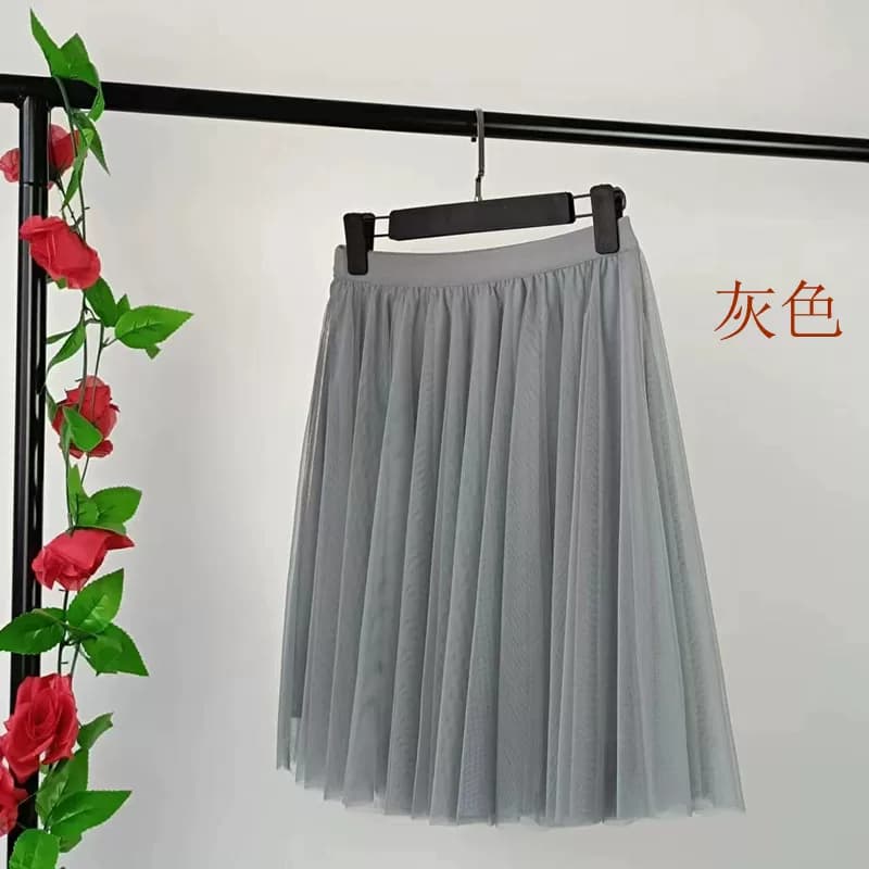 2024春夏秋新款网纱半身裙中短款垂感网纱伞裙大摆蓬蓬裙仙女纱裙 - 缩略图3
