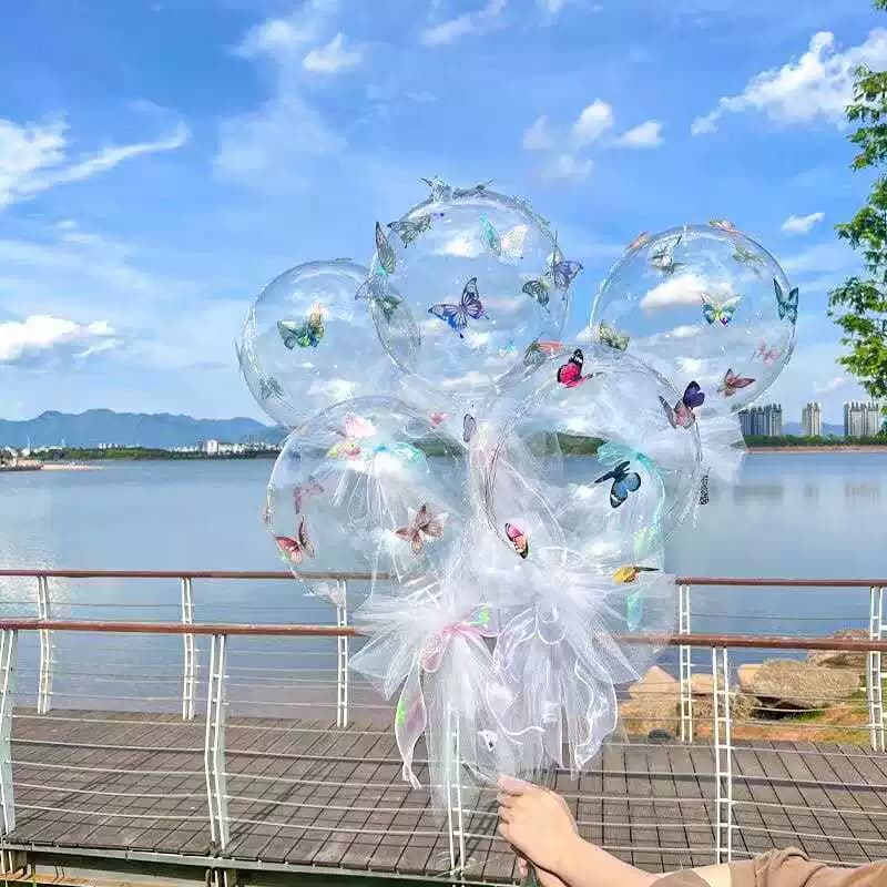 网红蝴蝶波波球发光七夕情人节拍照道具场景布置气球礼物夜市摆摊 - 缩略图4