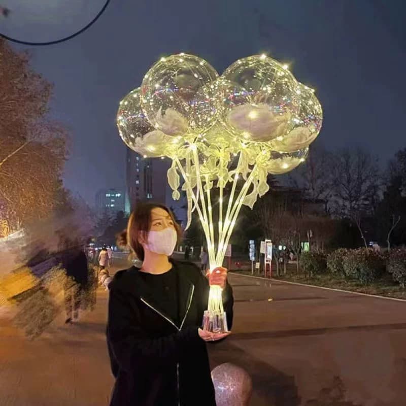 网红发光羽毛波波球气球夜市摆地摊透明生日节日装饰布置带灯道具 - 缩略图2