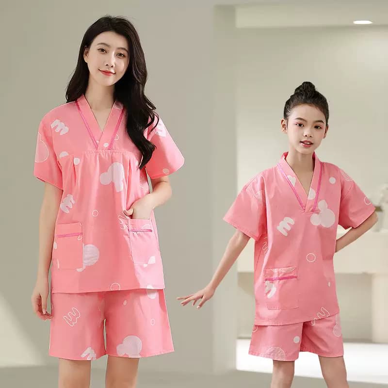 胸部双层汗蒸服女款100%纯棉情侣亲子套装桑拿服家居美容足疗浴服 - 缩略图5
