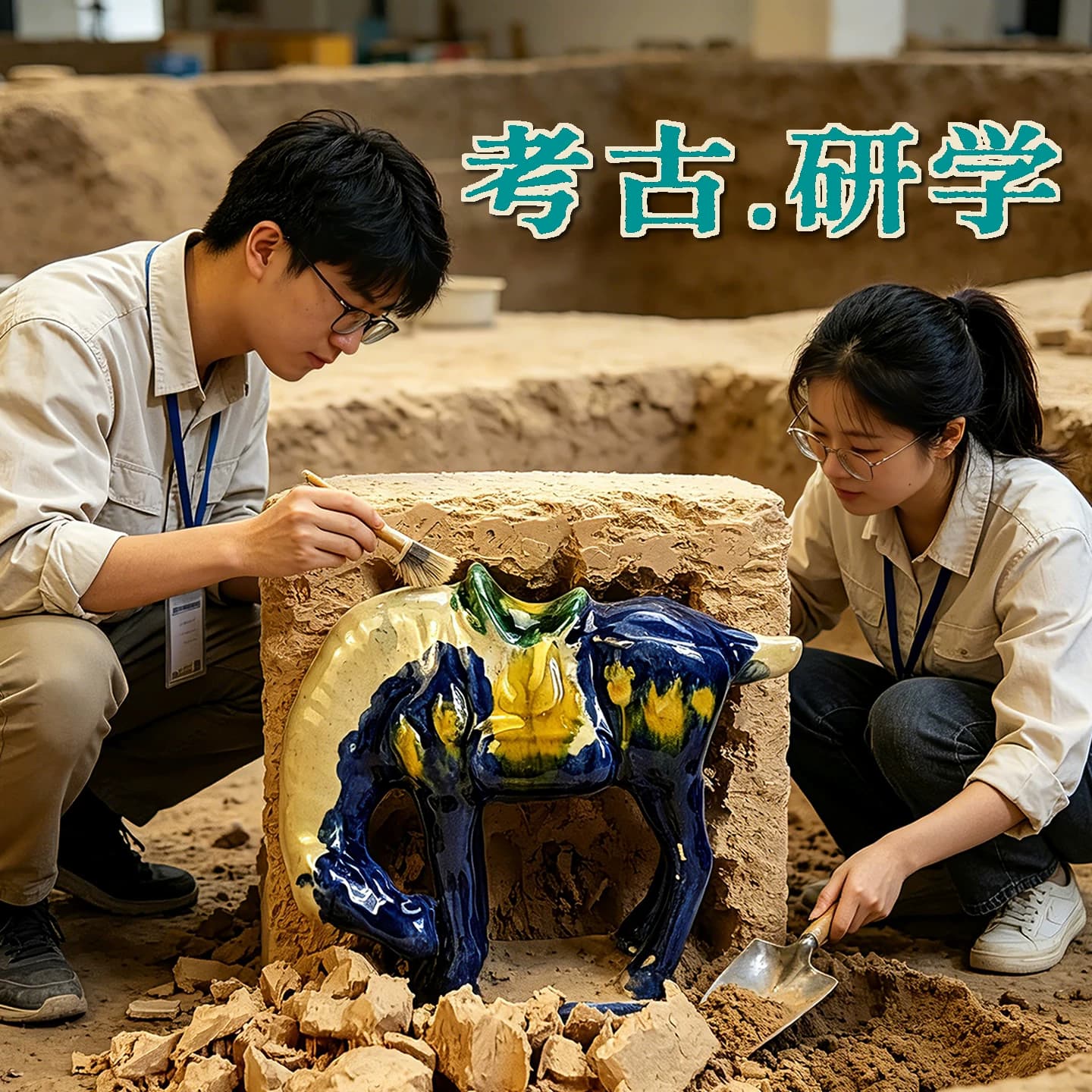 洛阳唐三彩马考古盲盒博物馆历史文物河南文创礼物挖宝藏挖掘玩具 - 缩略图4