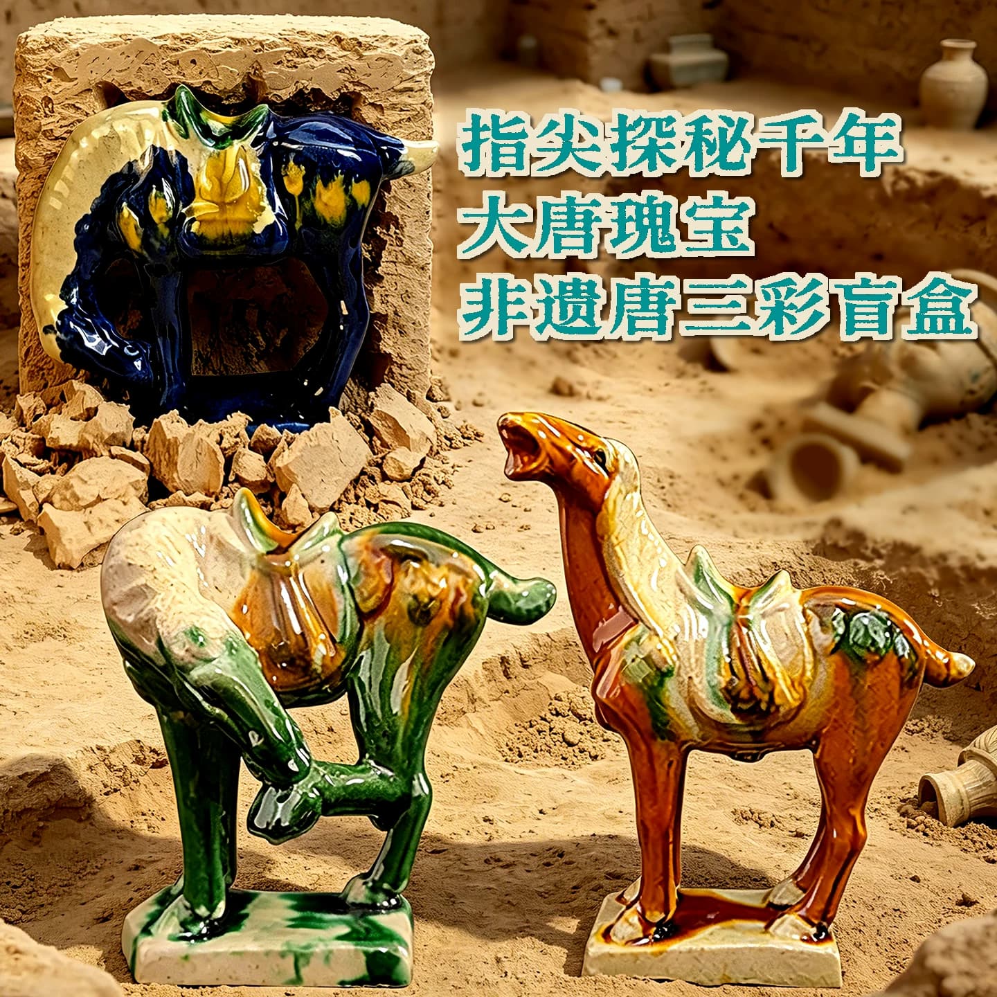 洛阳唐三彩马考古盲盒博物馆历史文物河南文创礼物挖宝藏挖掘玩具 - 缩略图3
