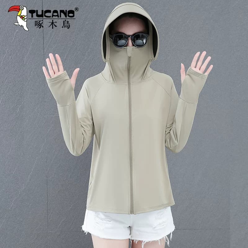 啄木鸟冰丝斗篷防晒衣女夏季2026新款短款防晒服防紫外线轻薄外套 - 缩略图3