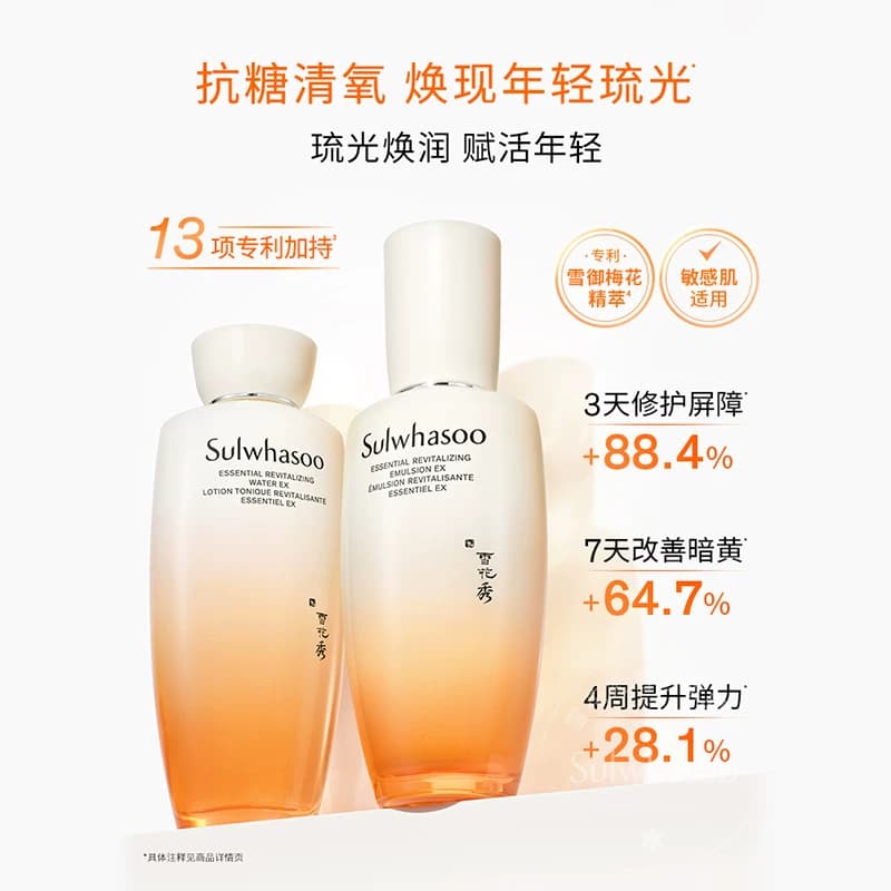 【官方正品】雪花秀滋盈琉光润颜水乳套装护肤礼盒修护保湿 - 缩略图2