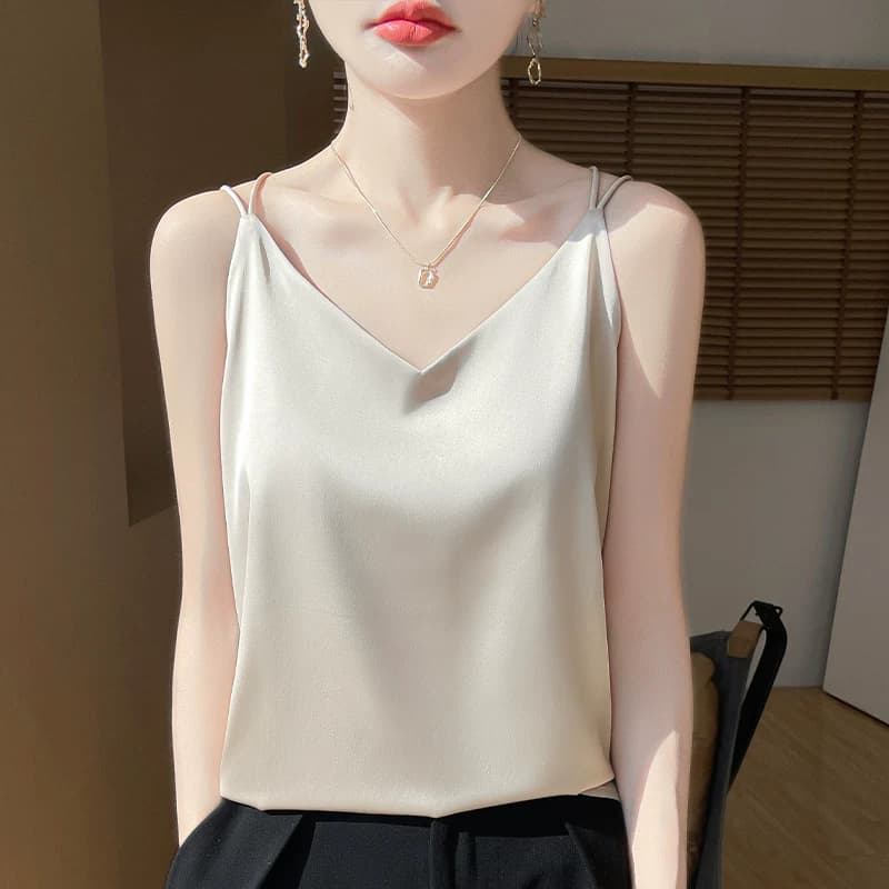 仿真丝吊带背心女内搭白色美背醋酸缎面上衣夏季西装桑蚕丝打底衫 - 缩略图2