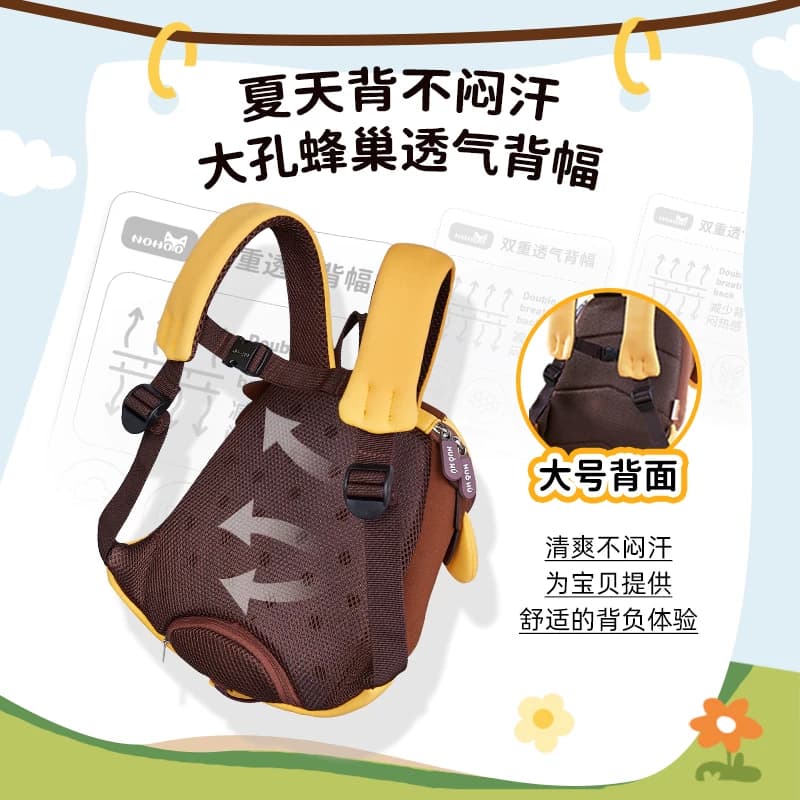 诺狐儿童幼儿园书包男童女孩双肩包宝宝可爱外出旅游轻便小背包 - 缩略图2