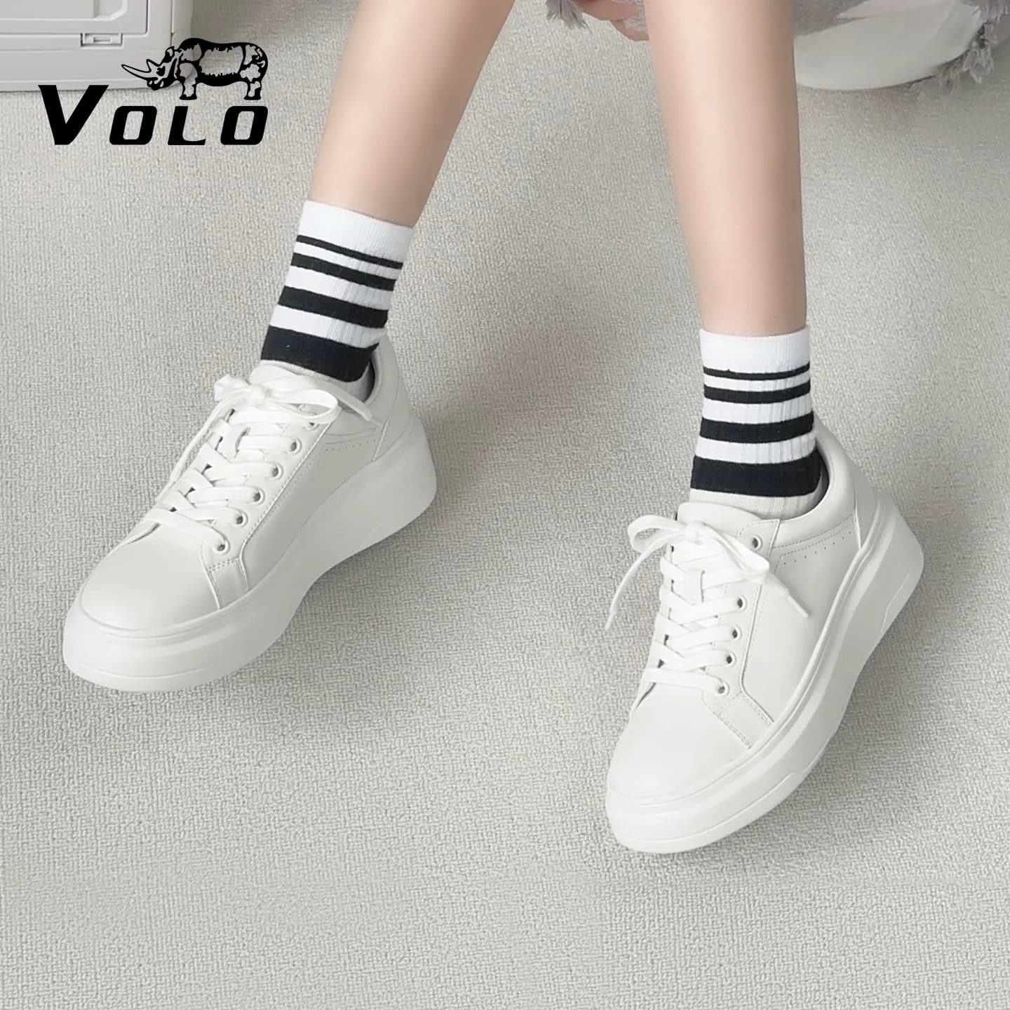 成毅同款女鞋~VOLO犀牛鞋子女款2026巨好看的鞋子厚底小白鞋增高 - 缩略图2