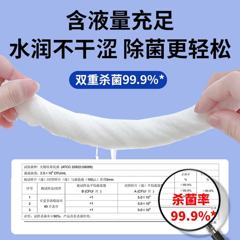 可爱多75度酒精消毒湿巾纸杀菌除菌学生儿童专用湿纸巾家用实惠装 - 缩略图5