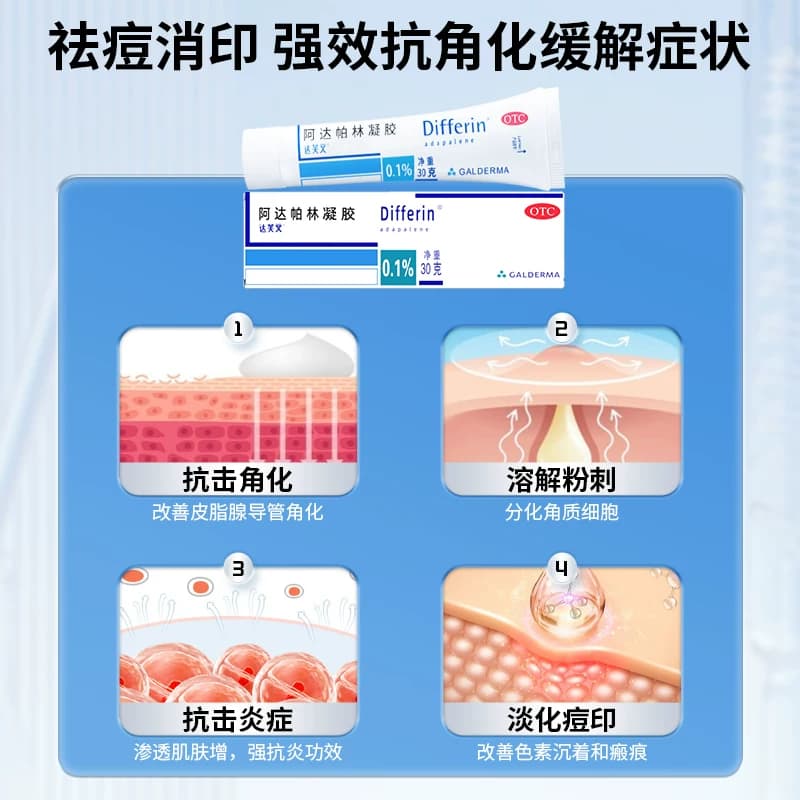 达芙文阿达帕林凝胶第三代维a酸医用祛痘膏原研进口淡化痘印黑头 - 缩略图3