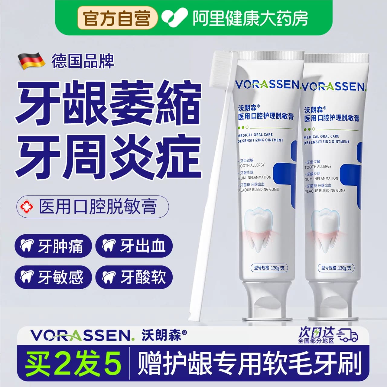 沃朗森牙龈修复萎缩脱敏膏固齿非专用牙出血周炎再生医用治牙膏 - 缩略图2