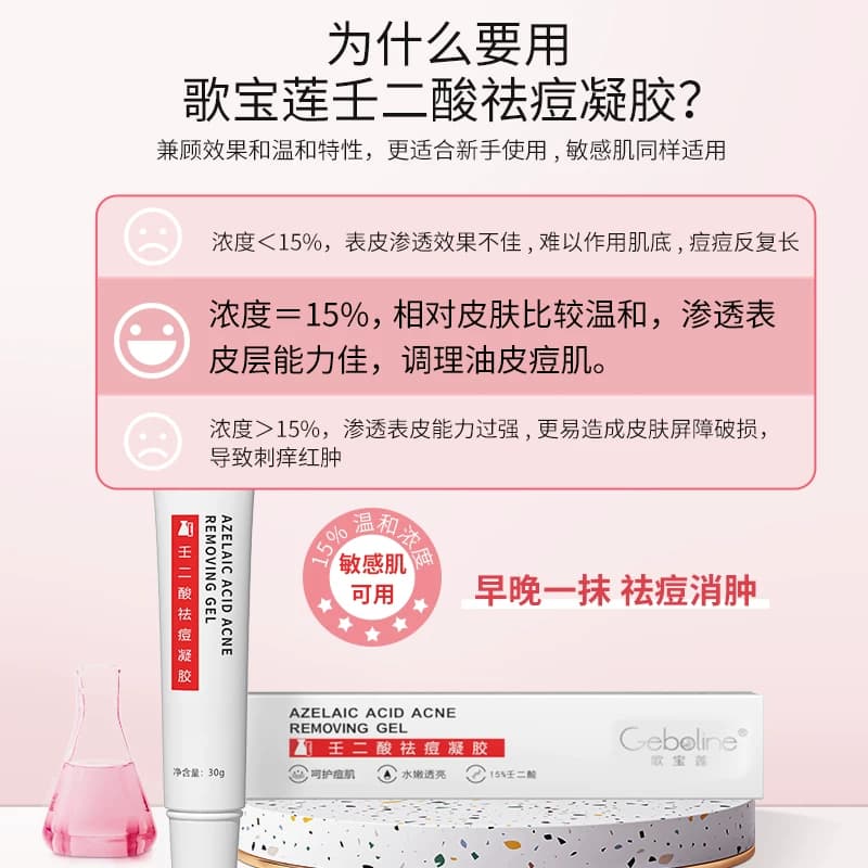 Geboline15%壬二酸凝胶祛痘印修复淡化膏任水杨酸去黑头收缩毛孔 - 缩略图5