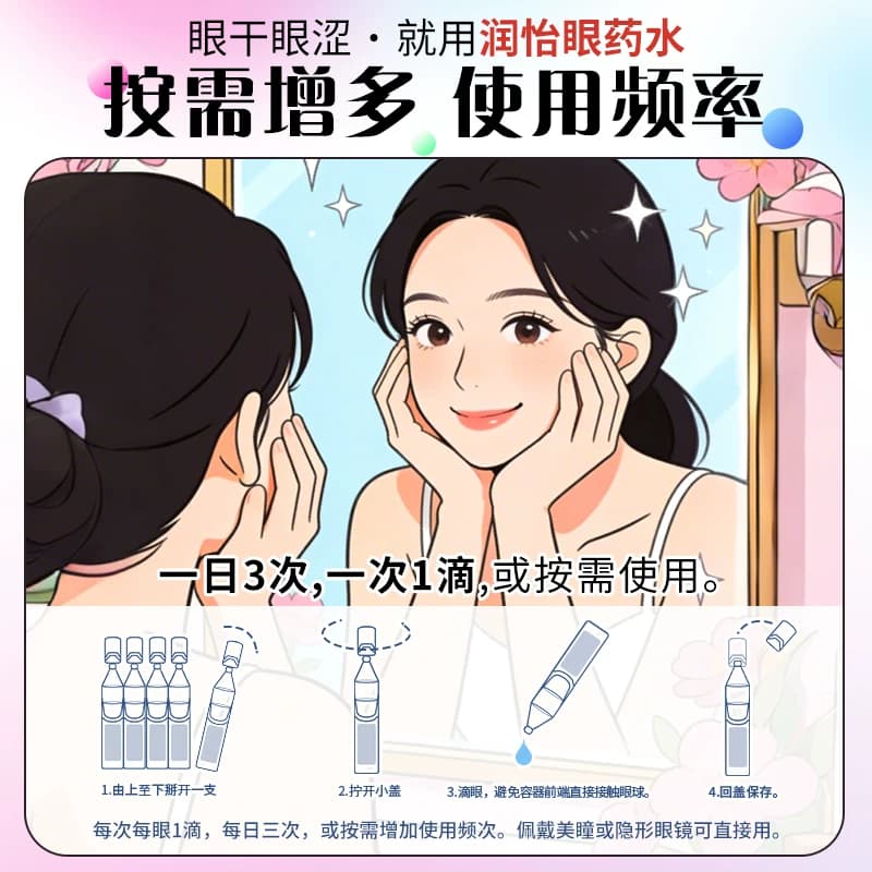 润怡玻璃酸钠滴眼液一次性人工泪液官方干涩旗舰店眼药水缓解美瞳 - 缩略图3