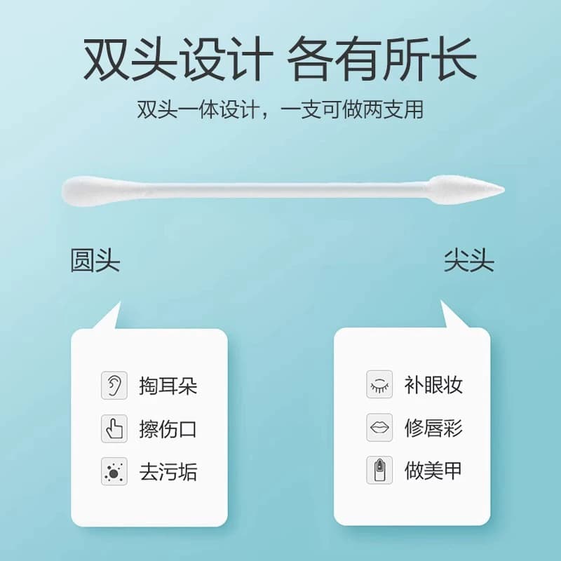 艾享医用棉签消毒化妆掏耳朵一次性婴儿医疗无菌尖圆双头棉棒家用 - 缩略图2
