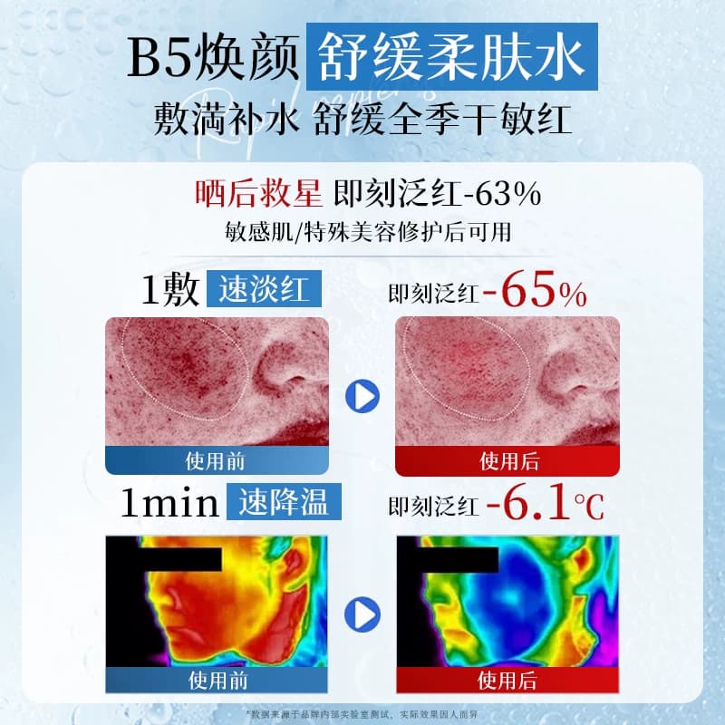 B5积雪草舒缓爽肤水男女补水保湿收缩毛孔控油祛痘去黄提亮湿敷水 - 缩略图4