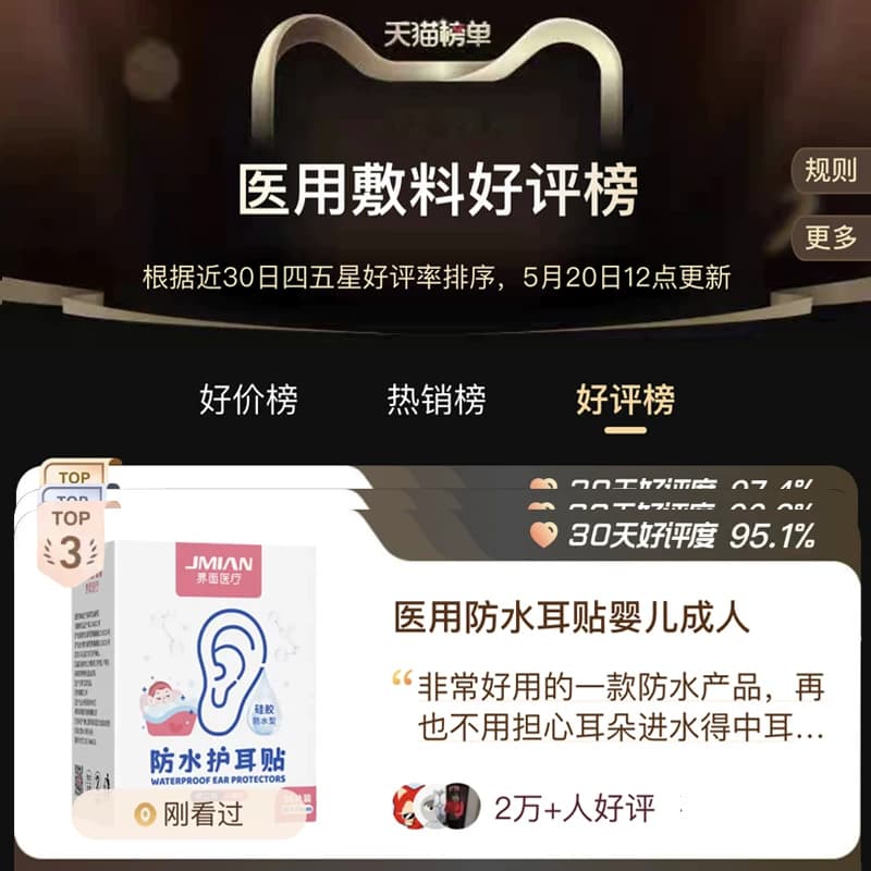 新生婴儿童洗澡护耳神器防进水套罩成人宝宝游泳洗头医用防水耳贴 - 缩略图2