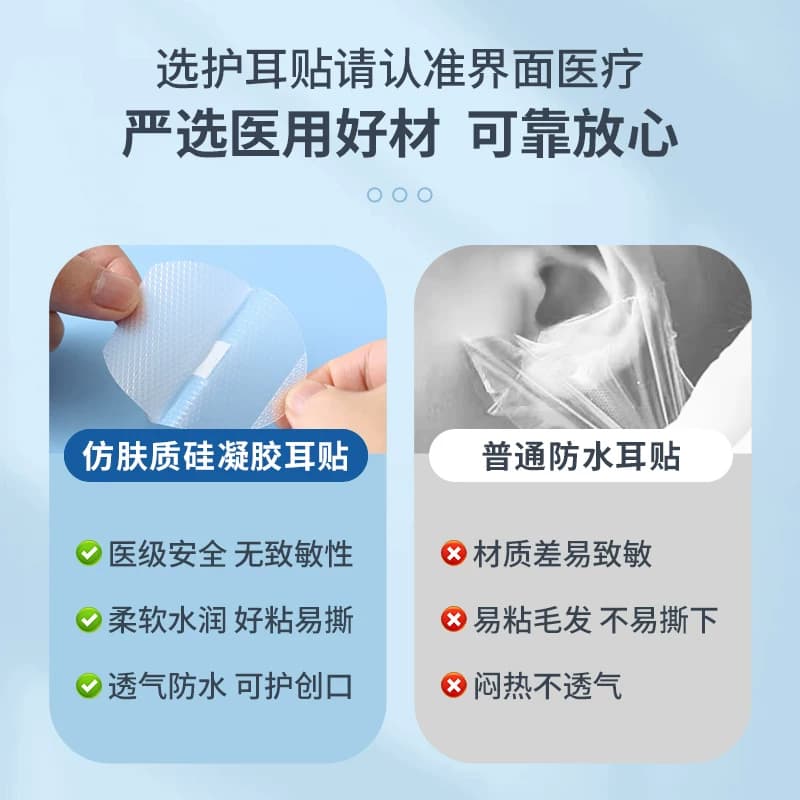新生婴儿童洗澡护耳神器防进水套罩成人宝宝游泳洗头医用防水耳贴 - 缩略图4