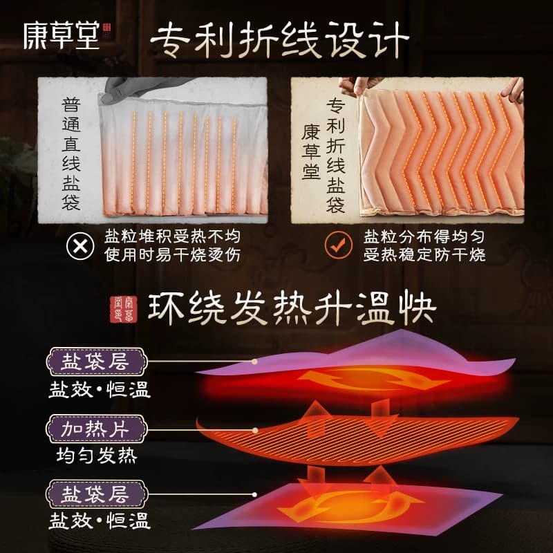 康草堂盐袋海盐粗盐热敷包理疗袋子电加热腰部肩颈暖宫艾草灸盐包 - 缩略图3
