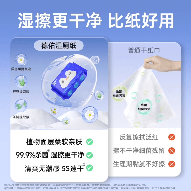 【新客专享】德佑迷你湿厕纸湿手纸小包出行便携屁屁湿巾20抽1包 - 缩略图4