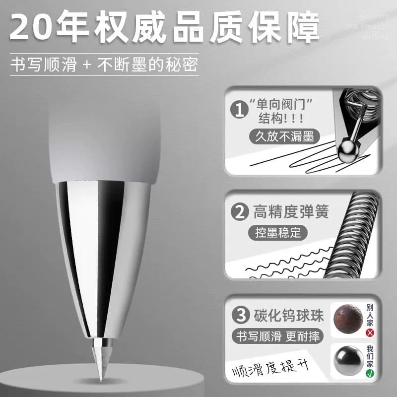 晨光按动中性笔办公签字笔水笔刻字定制LOGO墨蓝蓝黑红教师医师节礼品刷题笔学生考试专用按压式子弹头圆珠笔 - 缩略图3