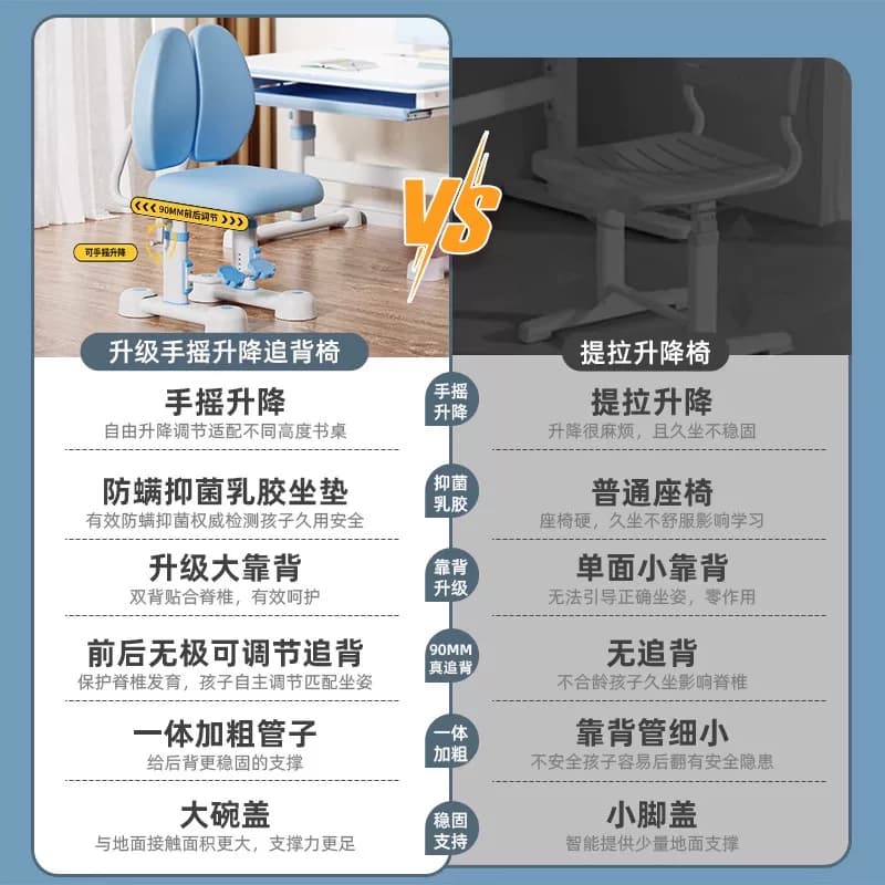 读书郎儿童学习桌子小学生家用书桌写字作业课桌椅组合套装可升降 - 缩略图4