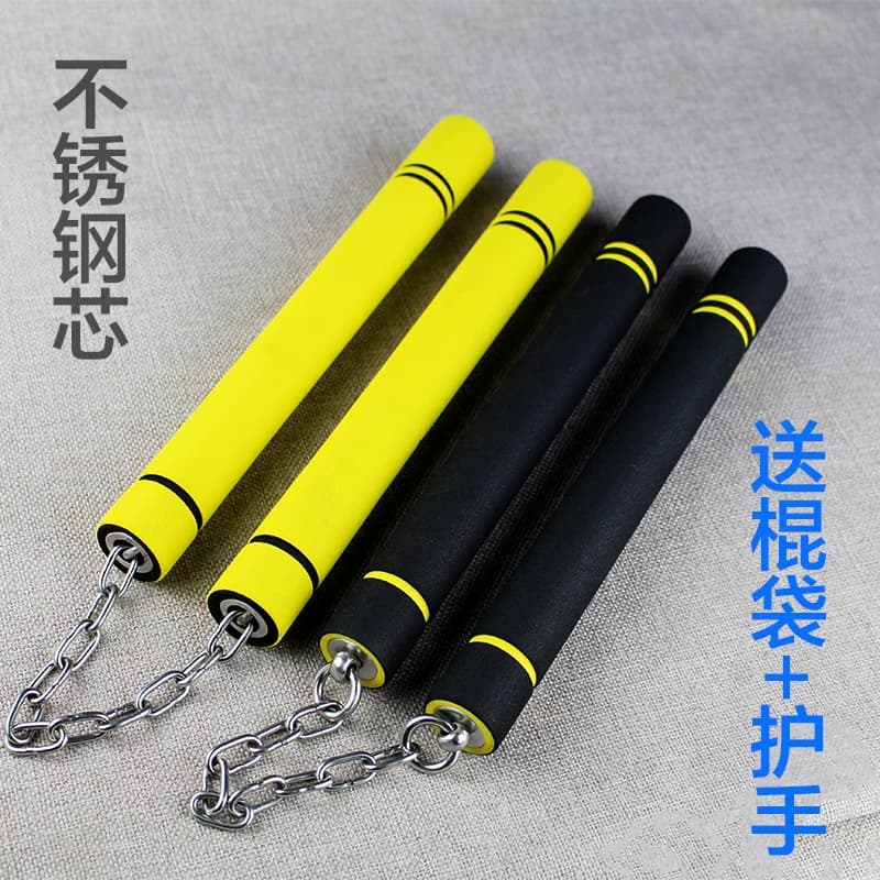双节棍海绵练习初学者成人儿童表演不锈钢跆拳道训练双截棍少年款 - 缩略图2