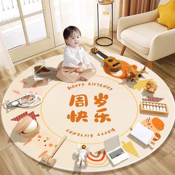 宝宝抓周用品周岁套装一周岁男女孩布置现代道具全套原木抓阄地毯 - 缩略图2