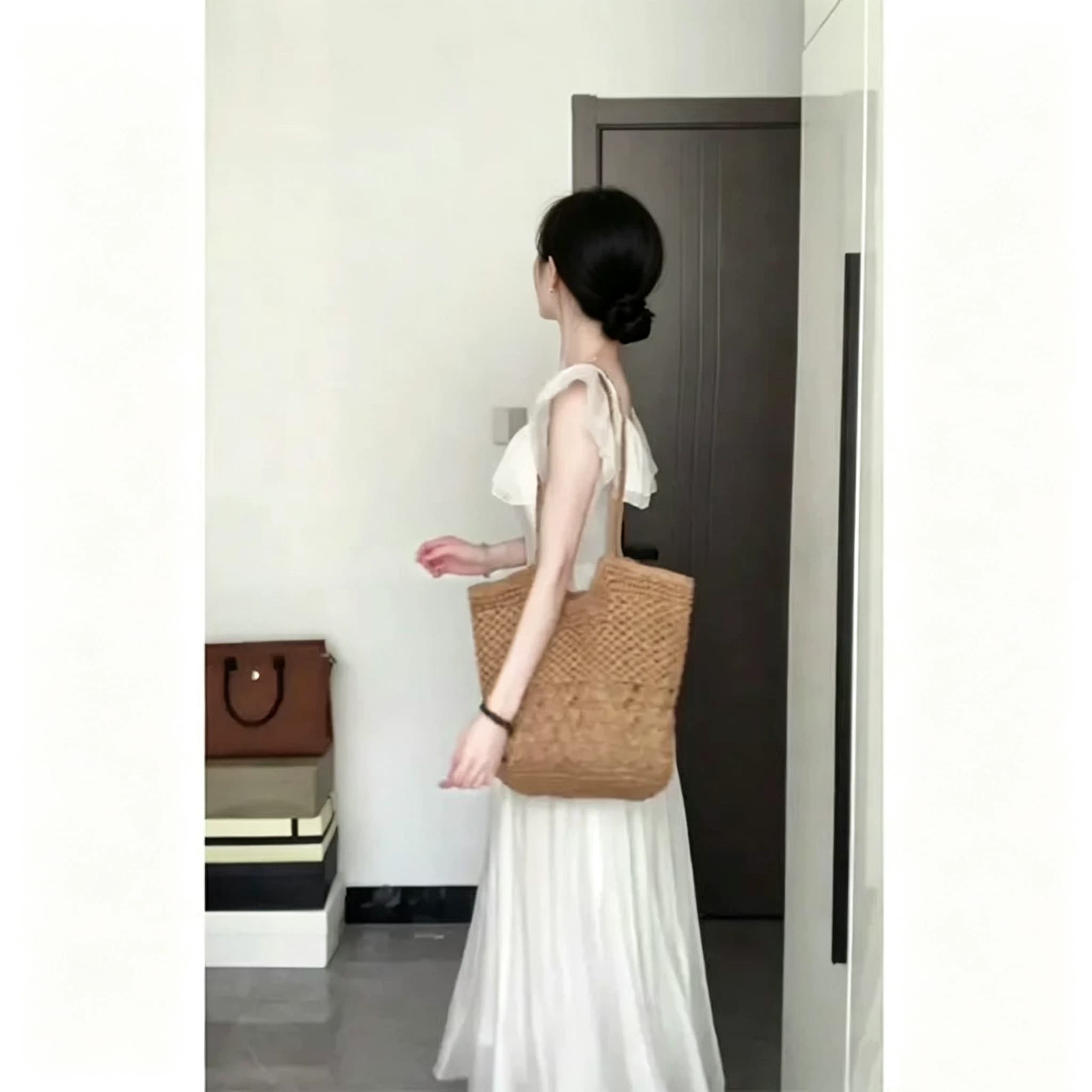 法式白色甜美雪纺吊带连衣裙女小个子新款成人夏天日常日常H - 缩略图3