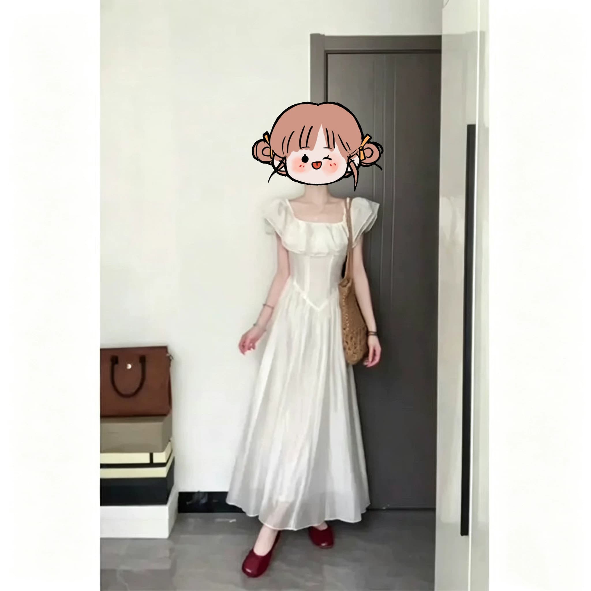 法式白色甜美雪纺吊带连衣裙女小个子新款成人夏天日常日常H - 缩略图4