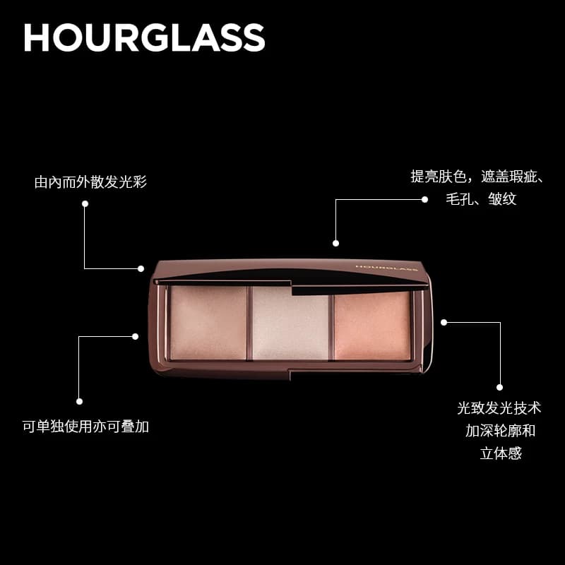 HOURGLASS柔光亮采高光修容盘高光定妆散粉两用便携 - 缩略图5