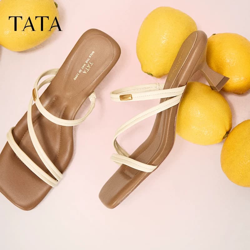 TATA他她高跟鞋一字带凉鞋女小猫跟罗马凉鞋女假日夏季新7UJB9BL5 - 缩略图4