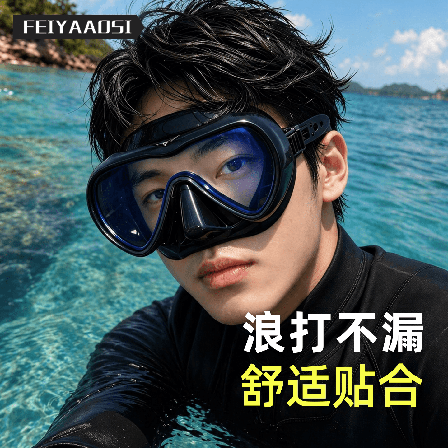 潜水镜浮潜面罩近视面镜专业自由潜眼镜带度数护鼻一体全干式装备 - 缩略图3